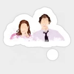 the office jim and pam minimal Sticker